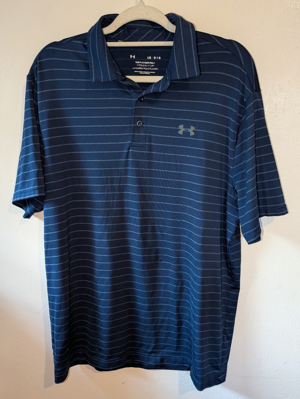 Under Armour Men's Navy Blue Striped Polo Size L